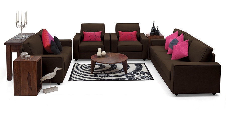 Fleming Fabric Sofa 3Seater Dark Brown